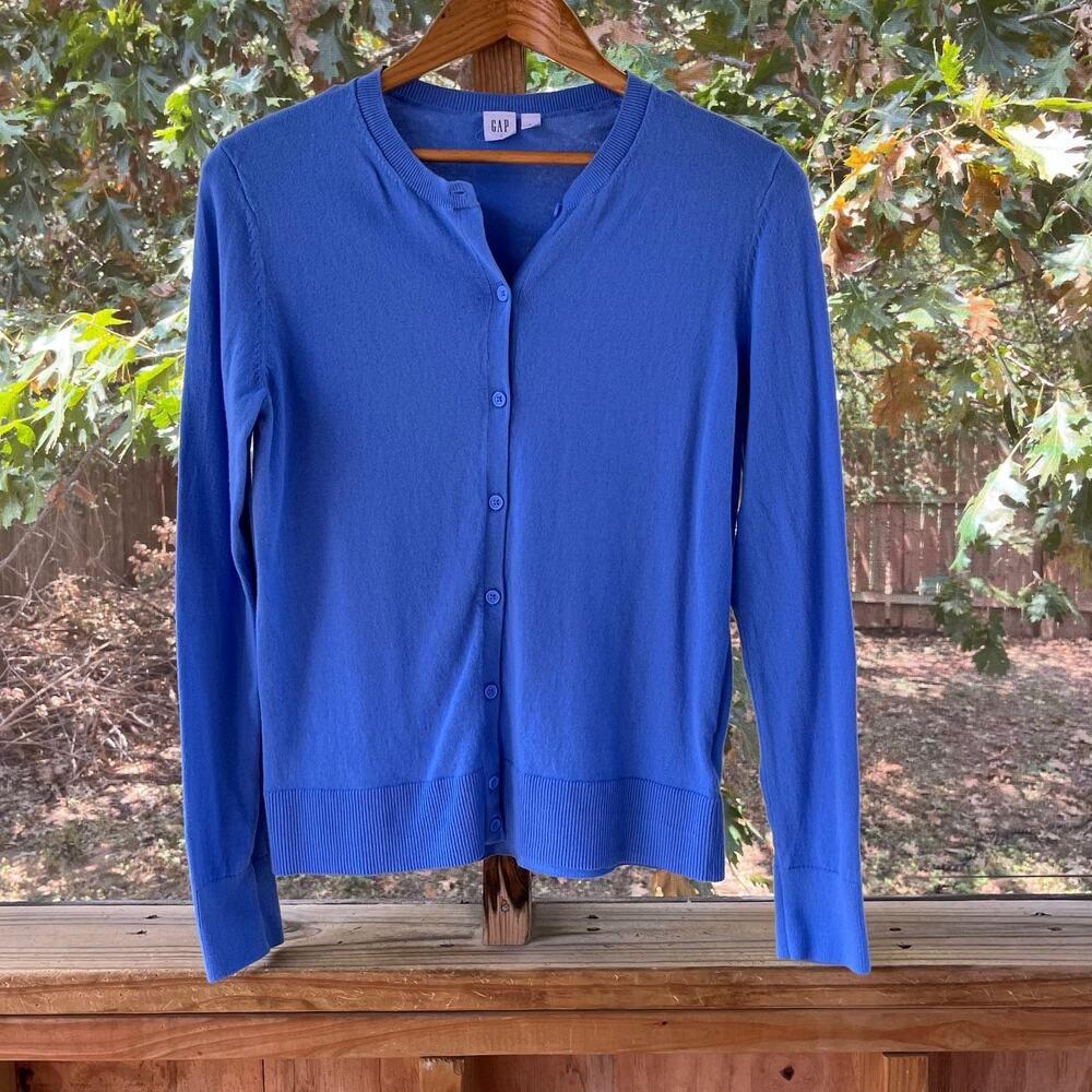 Gap Women's Crewneck Cardigan Sweater Moore Blue Size L
